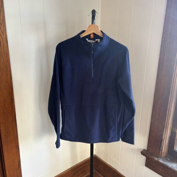 Peter Millar NWT Navy Thermal Flow Micro-Fleece 1/2 Zip Preppy Pullover Mens Med - Picture 2 of 14